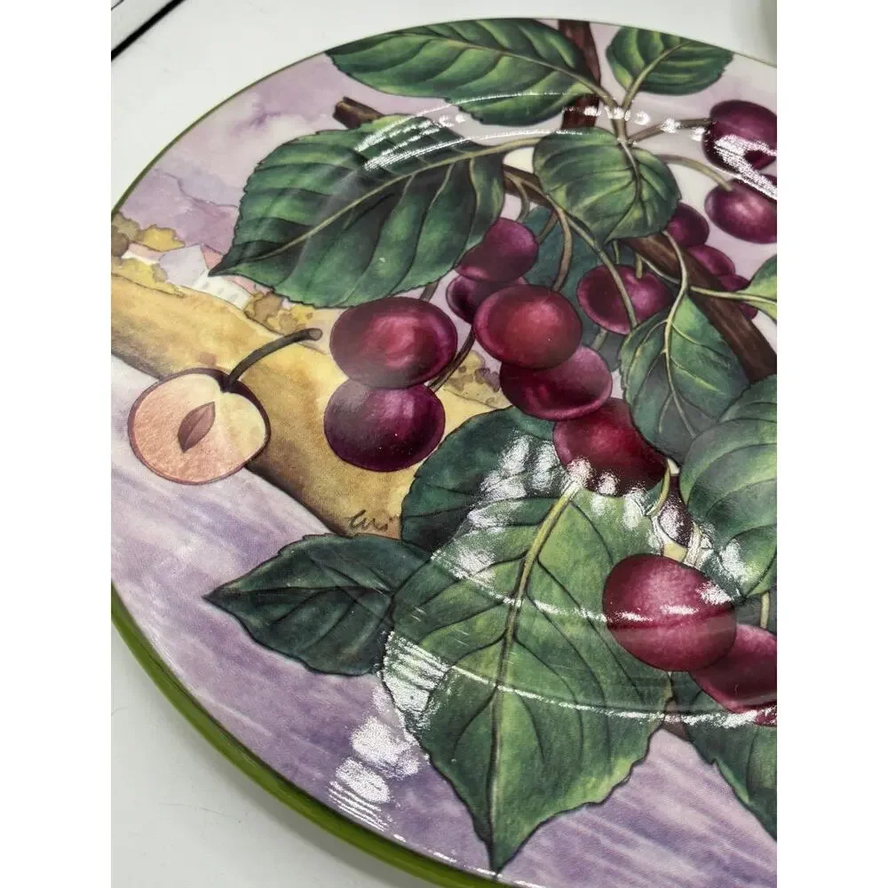 Villa d’Este Italy Fruit Salad Plates – Pear Apple Cherry Set of 3 Vintage 8.5